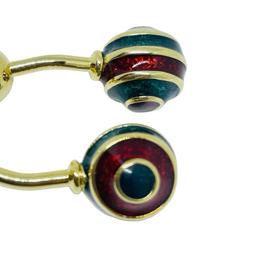 Vintage gold tone enamel modernist designer cufflinks